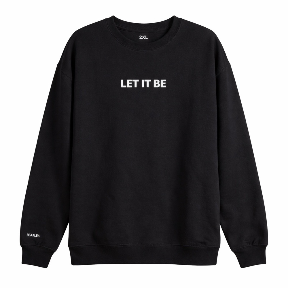 The Beatles Let It Be Crewneck Sweatshirt Black Size 2XL Graphic Pullover